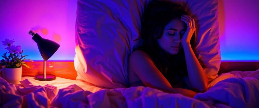 Woman experiencing painful leg cramps at night